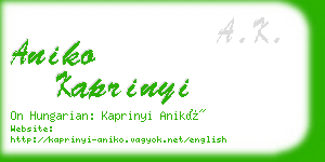 aniko kaprinyi business card